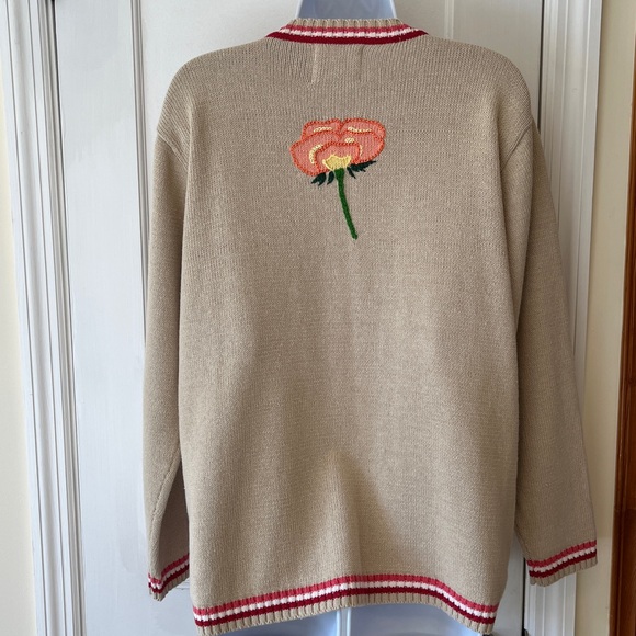 Storybook Knits Floral Embroidered Beaded Cardigan Sweater Women’s M Cottagecore - Picture 6 of 17